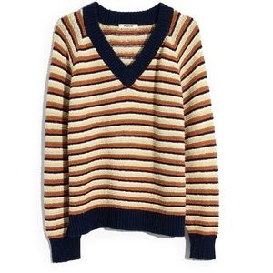 NWT! Madewell Arden V-Neck Crop Pullover Sweater Stripe Large